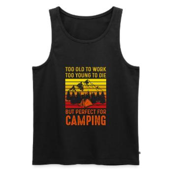 Camping too old to work - Men's Premium Organic Tank Top - black - Front - AI Model Male 178 light (178cm)