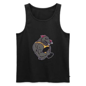Musculation rat fitness haltères muscles - Débardeur bio Premium Homme - noir - Devant - Michal (187cm)