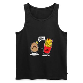 Frère de pommes de terre et frites - Débardeur bio Premium Homme - noir - Devant - AI Model Male 178 light (178cm)