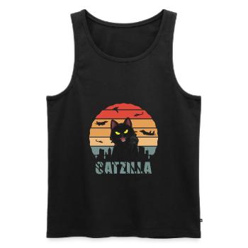 Chat Film Catzilla Chat Noir - Débardeur bio Premium Homme - noir - Devant - AI Model Male 178 light (178cm)