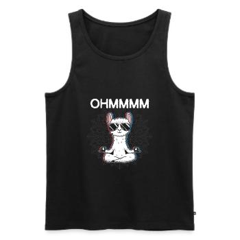 OHMMM Meditation Lama yoga - Débardeur bio Premium Homme - noir - Devant - AI Model Male 178 light (178cm)