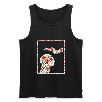 chien ou pénis fleurs drôles chemise - Débardeur bio Premium Homme - noir - Devant - AI Model Male 178 light (178cm)