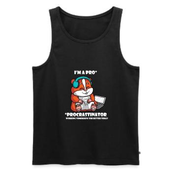 I am Pro Procrastinator Hamster working tomorrow - Männer Premium Bio Tank Top - Schwarz - Vorne - AI Model Male 178 light (178cm)