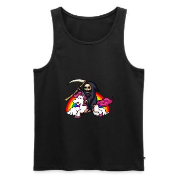 Tod Reiten Einhorn Lustige Einhörner - Männer Premium Bio Tank Top - Schwarz - Vorne - AI Model Male 178 light (178cm)