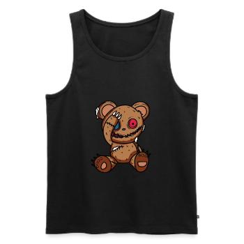 Bouton d’horreur Eyes Bear Halloween - Débardeur bio Premium Homme - noir - Devant - AI Model Male 178 light (178cm)