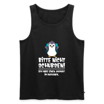 Kids Please don't push penguin cute - Men's Premium Organic Tank Top - black - Front - AI Model Male 178 light (178cm)