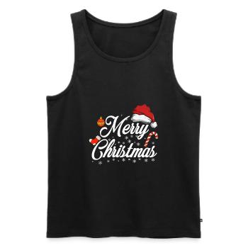 Merry Christmas Happy Christmas - Men's Premium Organic Tank Top - black - Front - Michal (187cm)