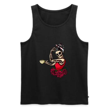Coffee skeleton woman funny coffee love - Men's Premium Organic Tank Top - black - Front - AI Model Male 178 light (178cm)