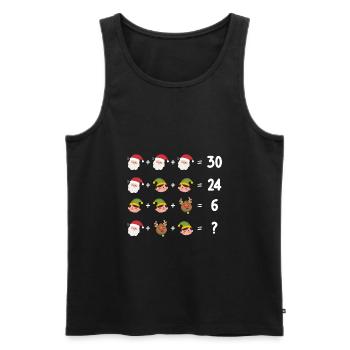 Christmas Math Elves Santa Claus Reindeer - Men's Premium Organic Tank Top - black - Front - AI Model Male 178 light (178cm)