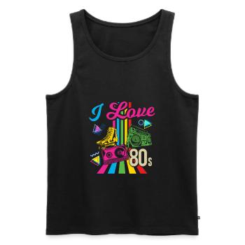 I Love 80s ich liebe die 80ger musik - Männer Premium Bio Tank Top - Schwarz - Vorne - Michal (187cm)