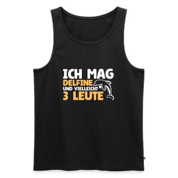 J’aime les dauphins et peut-être 3 personnes - Débardeur bio Premium Homme - noir - Devant - Michal (187cm)