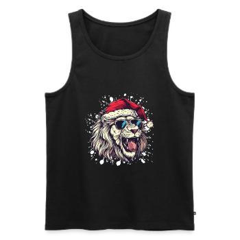 Lion Noël Drôle - Débardeur bio Premium Homme - noir - Devant - AI Model Male 178 light (178cm)