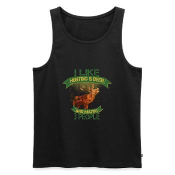 Beer after hunting hunter tshirt gift deer - Men's Premium Organic Tank Top - black - Front - AI Model Male 178 light (178cm)