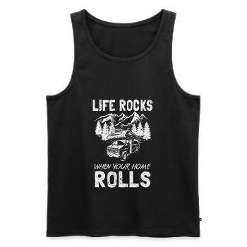 Motorhome Camper Van Camping Vacation Gift - Men's Premium Organic Tank Top - black - Front - AI Model Male 178 light (178cm)