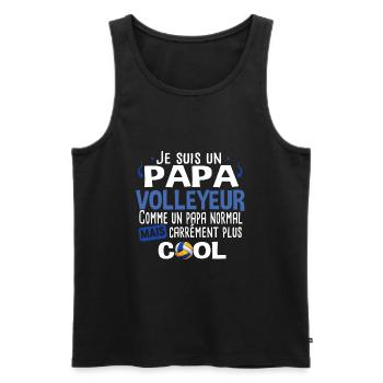 Papa père Volleyeur Volley Volleyball sport Noël - Débardeur bio Premium Homme - noir - Devant - Michal (187cm)
