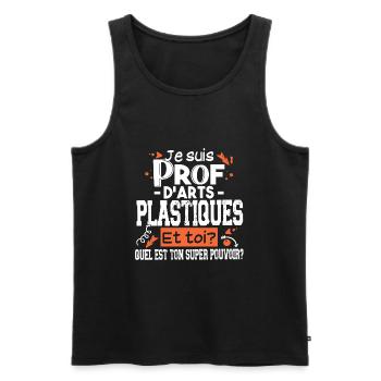 Prof Professeur Métier Arts Plastiques Dessin - Débardeur bio Premium Homme - noir - Devant - AI Model Male 178 light (178cm)