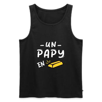 "Un Papy en Or" cadeau humoristique grand pere - Débardeur bio Premium Homme - noir - Devant - Michal (187cm)