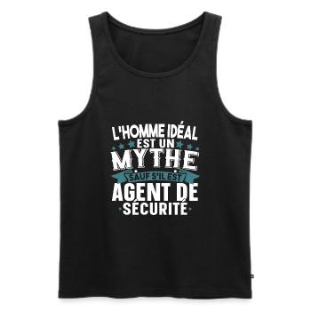 Agent de sécurité Cadeau Citations Humour Garde - Débardeur bio Premium Homme - noir - Devant - Michal (187cm)
