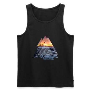 Triangle geometry Dolomites mountain landscape - Men's Premium Organic Tank Top - black - Front - AI Model Male 178 light (178cm)
