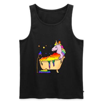 Unicorn Bathing in Bathtub LBGT - Men's Premium Organic Tank Top - black - Front - Michal (187cm)
