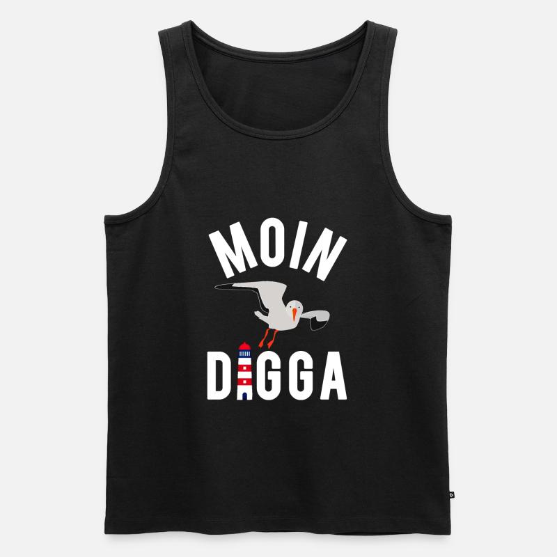 Moin Digga Hamburg Moewe Leuchtturm Geschenk - Männer Premium Bio Tank Top - Schwarz