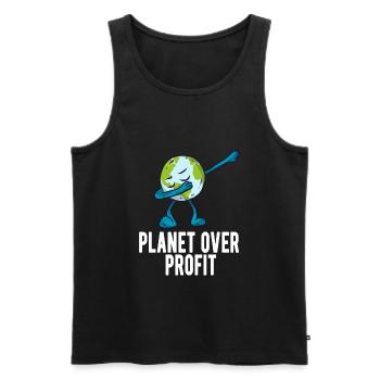 Climate protection - Men's Premium Organic Tank Top - black - Front - AI Model Male 178 light (178cm)