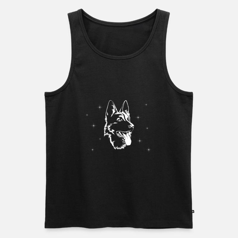 Deutscher Schäferhund mit Sternen - Männer Premium Bio Tank Top - Schwarz