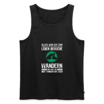 Wandern und Bier Lustig Geschenk Wanderer - Männer Premium Bio Tank Top - Schwarz - Vorne - AI Model Male 178 light (178cm)