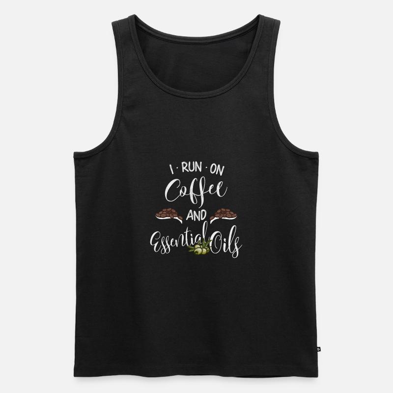 I Run On Coffee & Essential Oils OlivenÖl Kaffee - Männer Premium Bio Tank Top - Schwarz