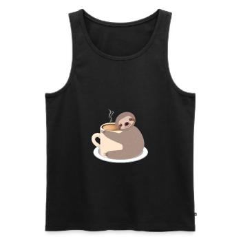 Sloth sweet coffee / cocoa cup Hot gift idea - Men's Premium Organic Tank Top - black - Front - AI Model Male 178 light (178cm)