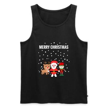 MERRY CHRISTMAS, Weihnachtsmann, Rentier, Elf - Männer Premium Bio Tank Top - Schwarz - Vorne - Michal (187cm)