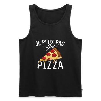 Je peux pas j'ai pizza - Débardeur bio Premium Homme - noir - Devant - Michal (187cm)