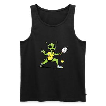 Alien plays pickleball - Men's Premium Organic Tank Top - black - Front - Michal (187cm)