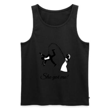 She Got Me! (Groom / Stag Party / Bachelor Party) - Männer Premium Bio Tank Top - Schwarz - Vorne - AI Model Male 178 light (178cm)