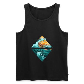 surf été vagues mer vacances cadeau cool - Débardeur bio Premium Homme - noir - Devant - AI Model Male 178 light (178cm)