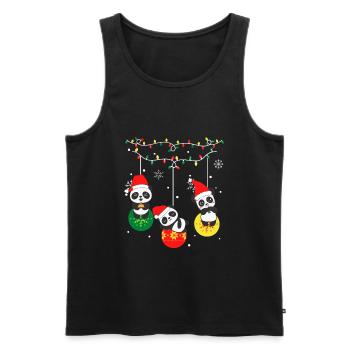 Panda Christmas - Men's Premium Organic Tank Top - black - Front - Michal (187cm)