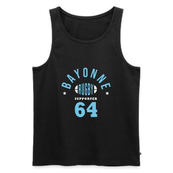 Rugby Bayonne supporter bayonnais 64 - Débardeur bio Premium Homme - noir - Devant - AI Model Male 178 light (178cm)