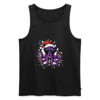 Octopus Christmas Funny - Men's Premium Organic Tank Top - black - Front - Michal (187cm)