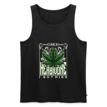 Herbivores de cannabis - Débardeur bio Premium Homme - noir - Devant - AI Model Male 178 light (178cm)