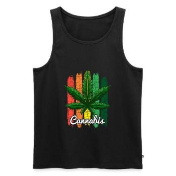 Feuille de cannabis rétro - Débardeur bio Premium Homme - noir - Devant - AI Model Male 178 light (178cm)