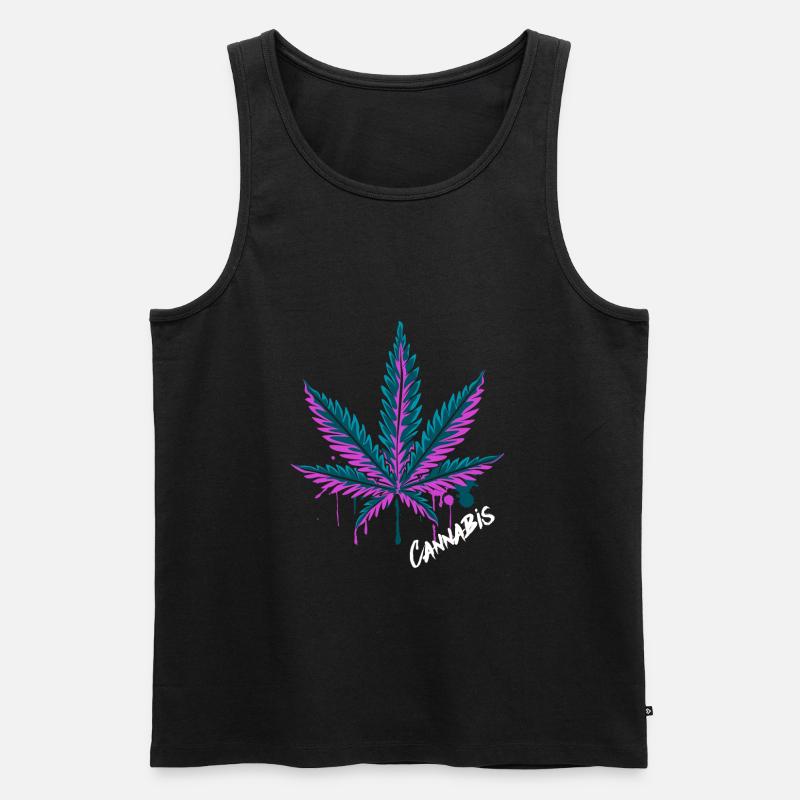 Cannabisblatt Hanfblatt - Männer Premium Bio Tank Top - Schwarz