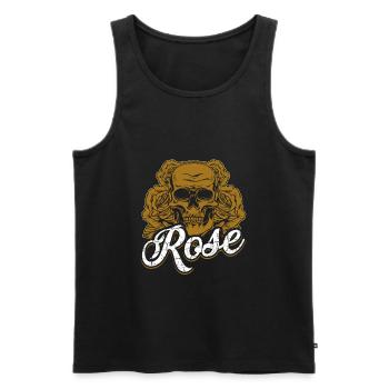 Skull Roses Flowers Skull Skull - Men's Premium Organic Tank Top - black - Front - AI Model Male 178 light (178cm)
