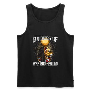 Göttin des Krieges und der Heilung Sachmet Ägypten - Männer Premium Bio Tank Top - Schwarz - Vorne - Michal (187cm)