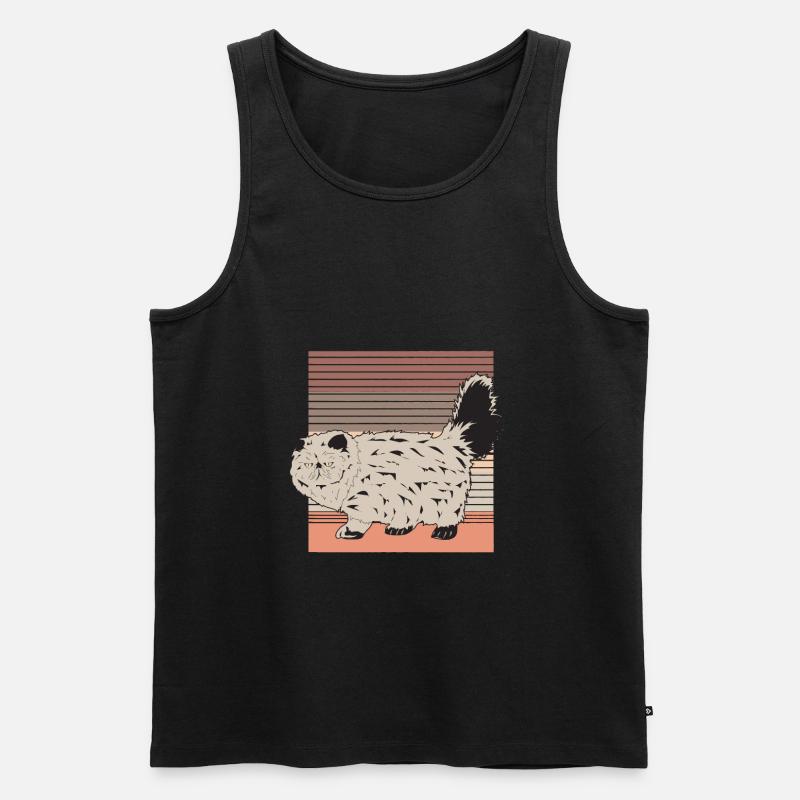 Retro Grumpy Cat - Männer Premium Bio Tank Top - Schwarz