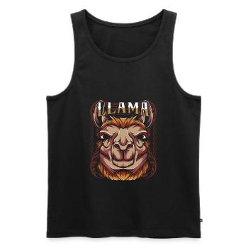 Lama - Männer Premium Bio Tank Top - Schwarz - Vorne - Michal (187cm)