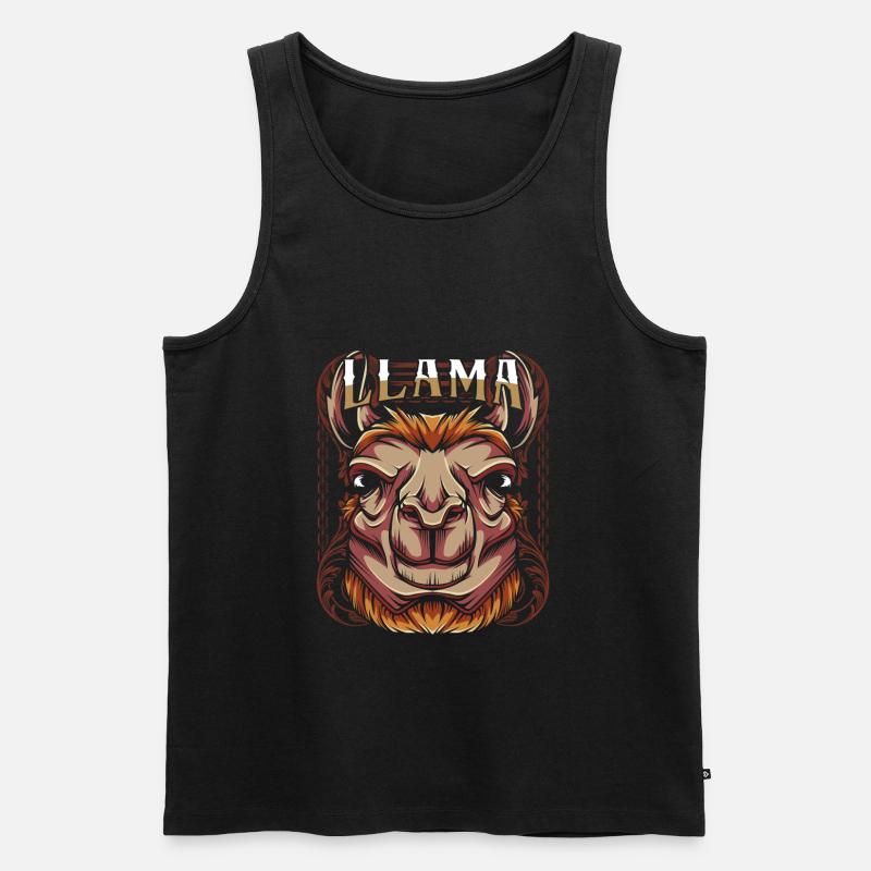 Lama - Männer Premium Bio Tank Top - Schwarz