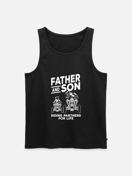 Far och son pappa fyrhjulingar ATV - Ekologisk premium tanktopp herr - svart