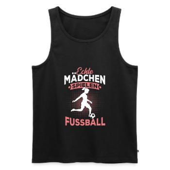Echte Mädchen spielen Fußball Fußballerin - Männer Premium Bio Tank Top - Schwarz - Vorne - Michal (187cm)