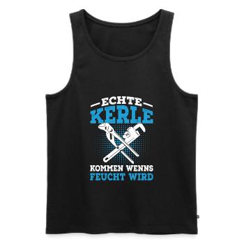 Klempner lustiger Spruch Feucht Installateur - Männer Premium Bio Tank Top - Schwarz - Vorne - Michal (187cm)