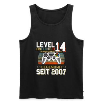 14th Birthday Gamer Level 14 Unlocked - Men's Premium Organic Tank Top - black - Front - Michal (187cm)